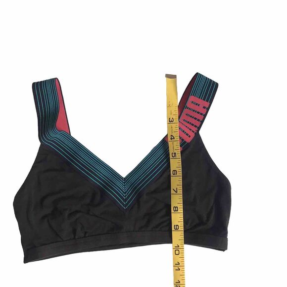 Puma Vintage Y2K Bralette Wide Strap Black Pink Green Unpadded Logo V-Neck S XS - Picture 5 of 7